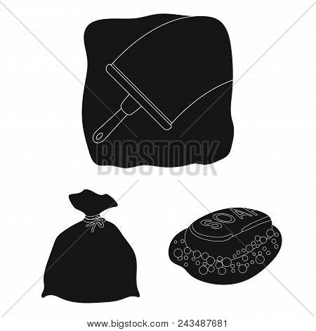 Cleaning And Maid Black Icons In Set Collection For Design. Equipment For Cleaning Vector Symbol Sto