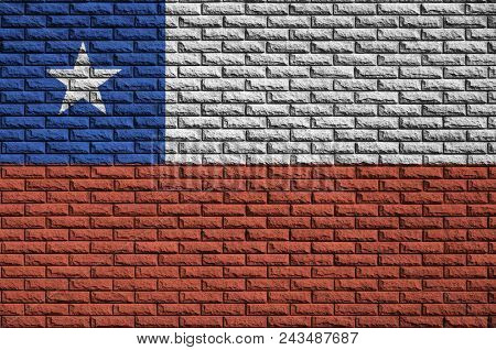 Chile Flag Is Painted Onto An Old Brick Wall