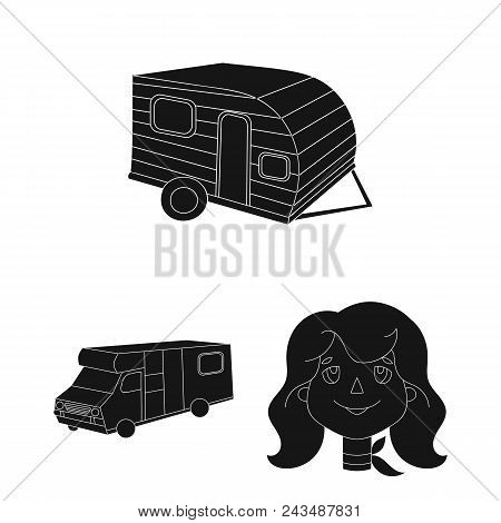 Family Holiday Black Icons In Set Collection For Design. Recreation And Equipment. Vector Symbol Sto