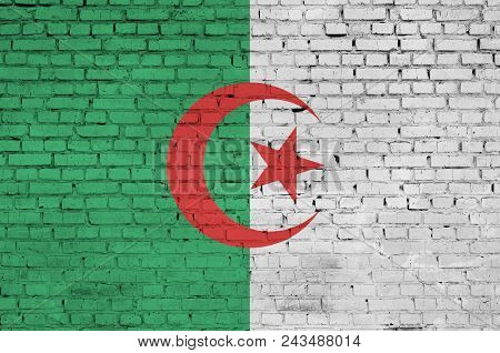 Algeria Flag Is Painted Onto An Old Brick Wall