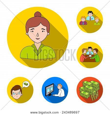 Business Conference And Negotiations Flat Icons In Set Collection For Design.business And Training V