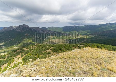 Crimean Mountains. View From The Tokluk Ridge. Beginning Of September.