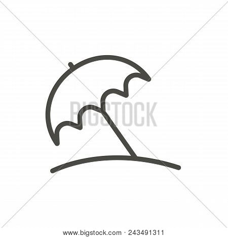 Beach Umbrella Icon Vector. Line Sun Pritection Symbol Isolated. Trendy Flat Outline Ui Sign Design.