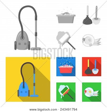 Cleaning And Maid Monochrome, Flat Icons In Set Collection For Design. Equipment For Cleaning Vector