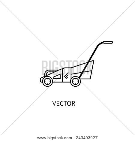 Lawnmower. Contour Icon Isolated On White Background