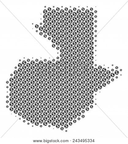 Football Ball Guatemala Map. Vector Geographic Scheme In Grey Color. Abstract Guatemala Map Collage 