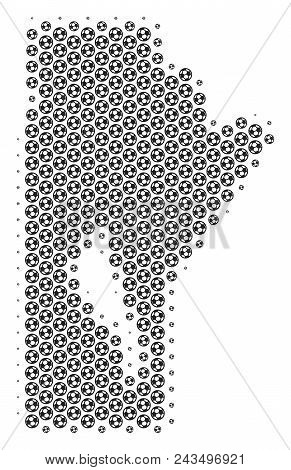Football Ball Manitoba Province Map. Vector Geographic Scheme In Gray Color. Abstract Manitoba Provi