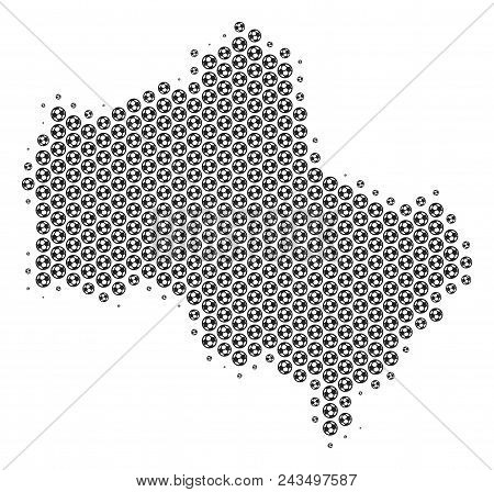 Football Ball Moscow Oblast Map. Vector Geographic Scheme In Grey Color. Abstract Moscow Oblast Map 