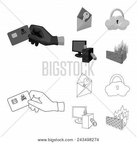 System, Internet, Connection, Code .hackers And Hacking Set Collection Icons In Outline, Monochrome 