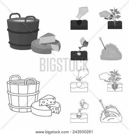 Garden, Ecology, Farmingand Other  Icon In Outline, Monochrome Style. Feed, Plot, Farmicons In Set C