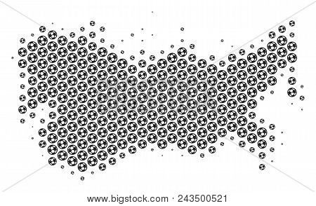 Football Ball Ussr Map. Vector Geographic Scheme In Grey Color. Abstract Ussr Map Collage Is Combine