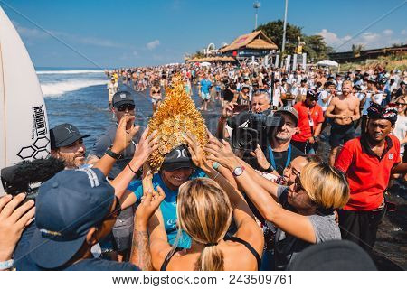 June 3, 2018. Keramas, Bali, Indonesia. Award Ceremony Of Competition Wsl Corona Bali Protected. Win
