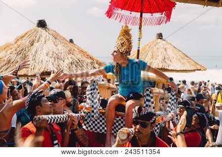 June 3, 2018. Keramas, Bali, Indonesia. Award Ceremony Of Competition Wsl Corona Bali Protected. Win