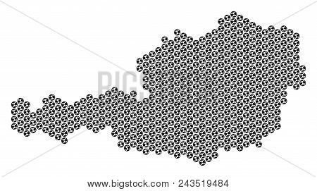 Football Ball Austria Map. Vector Geographic Scheme On A White Background. Abstract Austria Map Mosa