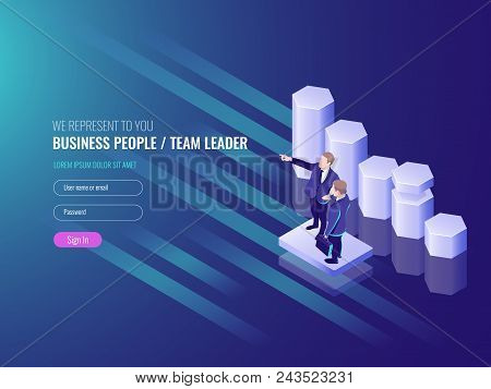 Team Leader, Work Team Go To The Success, Two Busness Man, Schedule Up, Marketing Concept And Data A