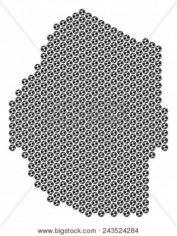 Football Ball Swaziland Map. Vector Territory Plan On A White Background. Abstract Swaziland Map Con