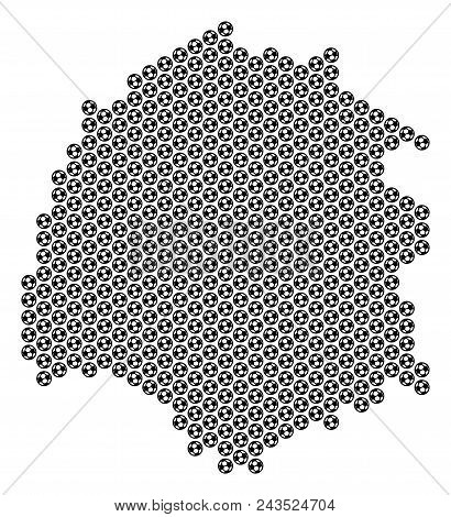 Football Ball Thassos Greek Island Map. Vector Geographic Plan On A White Background. Abstract Thass
