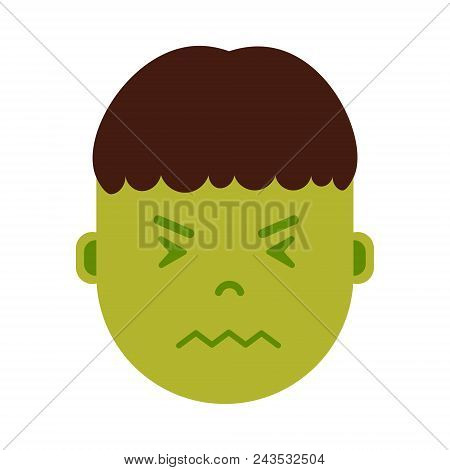 Boy Head Emoji Personage Icon With Facial Emotions, Avatar Character, Man In Sickness Face With Diff