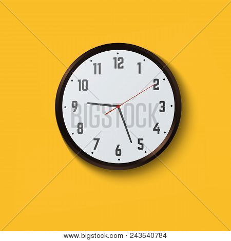 Wall Clock On Yellow Background. Bright Time Design