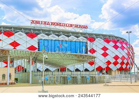 Moscow, Russia - May, 2018: Otkrytie Arena. Home Stadium Of Spartak Football Team. Fifa World Cup An