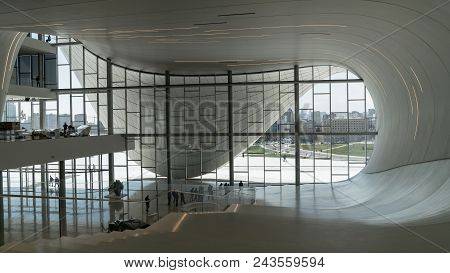 Interior Detail From Heydar Aliyev Cultural Center In Baku, Azerbaijan