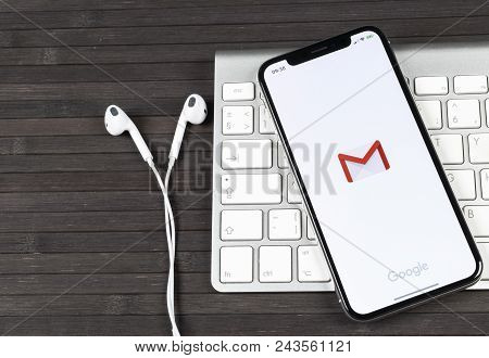 Sankt-petersburg, Russia, June 2, 2018: Google Gmail Application Icon On Apple Iphone X Smartphone S