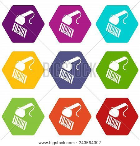 Market Code Scanner Icons 9 Set Coloful Isolated On White For Web