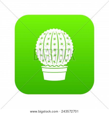 Echinocactus Icon Green Vector Isolated On White Background