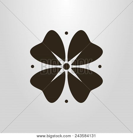 Black And White Simple Vector Four-leaf Flower Pictogram