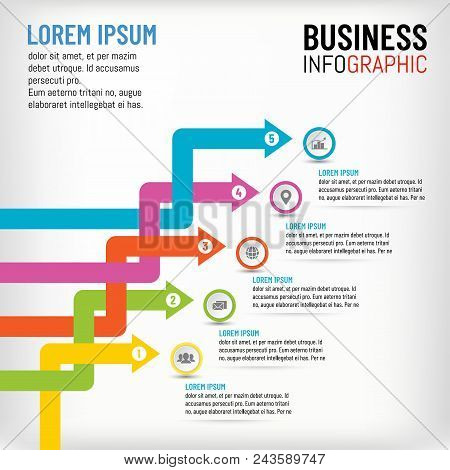 Vector Illustration For Business Infographic Template Layout Overwrapping Arrow Design For Presentat