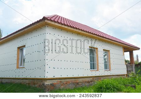 Unfinished House Insulation Ready For  Plastering Wall With Fiberglass Mesh, Plaster Mesh, Rigid Foa