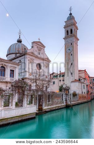 San Giorgio Dei Greci With Its Campanile At Sunset, Venice, Italy