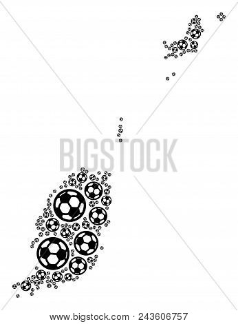 Football Grenada Map. Vector Territory Scheme Created From Soccer Spheres In Different Sizes. Abstra