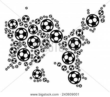 Football Limnos Greek Island Map. Vector Territory Plan Built From Soccer Spheres In Variable Sizes.