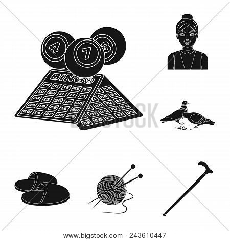 Human Old Age Black Icons In Set Collection For Design. Pensioner, Period Of Life Vector Symbol Stoc