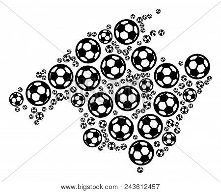 Football Spain Mallorca Island Map. Vector Territorial Scheme Created From Soccer Spheres In Various
