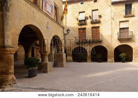 Esglesia Square In Horta De Sant Joan,terra Alta, Tarragona Province, Catalonia,spain