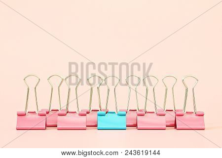 Business, Office Supplies, Leadership, Unique, Individuality Or Think Different Concept : Blue Binde