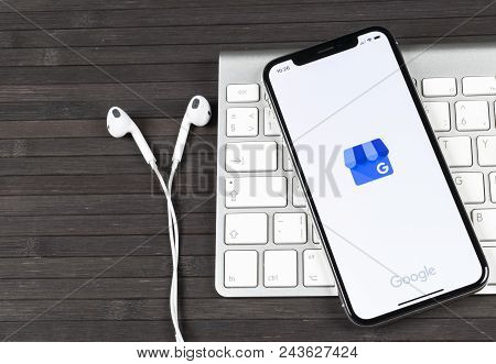 Sankt-petersburg, Russia, June 2, 2018: Google My Business Application Icon On Apple Iphone X Screen