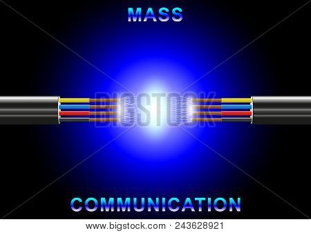 Mass Communication. Electric, Communication, Telecommunication Cable Break. Copperel Ectrical Cable 