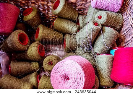 Traditional Wool Reels Of The British Waving And Textile Industry.