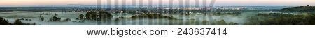 Beautiful Panorama Of Morning Aerial View Of Ivano-frankivsk City, Ukraine. Scene Of Quiet Suburbs A