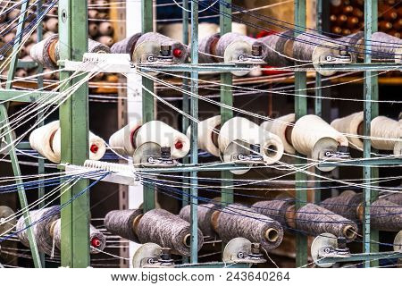 Traditional Wool Reels Of The British Waving And Textile Industry.