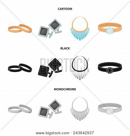 Wedding Rings, Cuff Links, Diamond Necklace, Women Ring With A Stone. Jewelery And Accessories Set C
