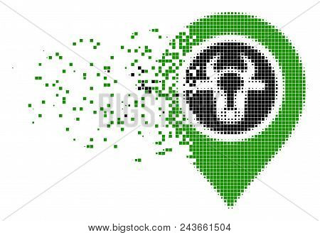 Fractured Cow Marker Dotted Vector Icon With Wind Effect. Rectangle Points Are Grouped Into Disperse