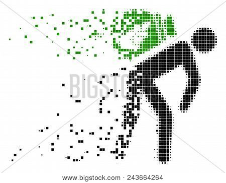 Dissolved Harvest Porter Dotted Vector Icon With Wind Effect. Rectangle Elements Are Organized Into 