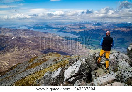 View Of Loch Rannoch, Perthsihre Scotland, From The Summit Of Schiehallion