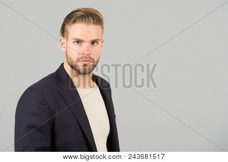 Guy Bearded Attractive Well Groomed Businessman. Man With Beard Unshaven Guy Looks Handsome Well Gro