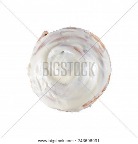 Cinnamon Rolls In Glaze On White Background Isolated