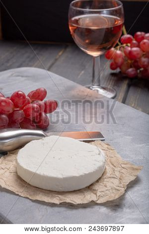 French White Soft Goat Cheese Served With Rose Wine